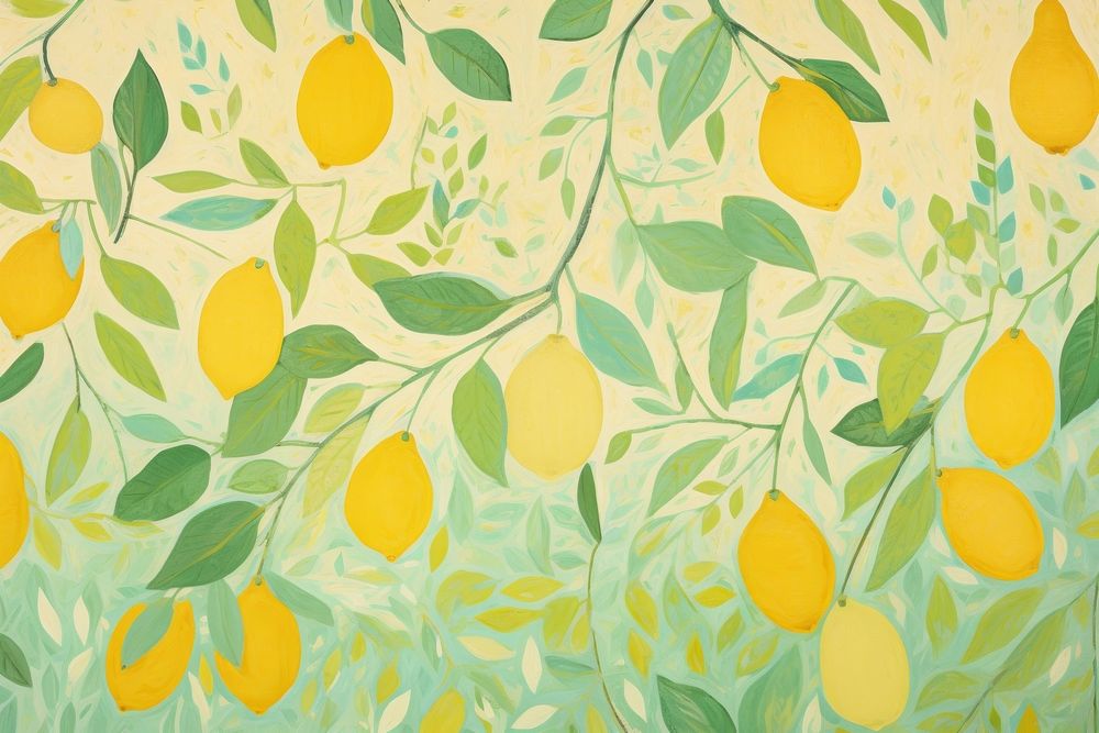 Beautiful lemons background backgrounds painting pattern. AI generated Image by rawpixel.
