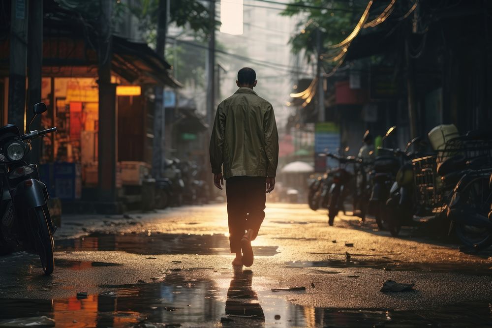 Thai person walking street adult. AI generated Image by rawpixel.