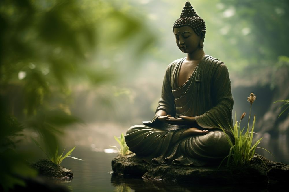 Thai person nature buddha representation. AI generated Image by rawpixel.