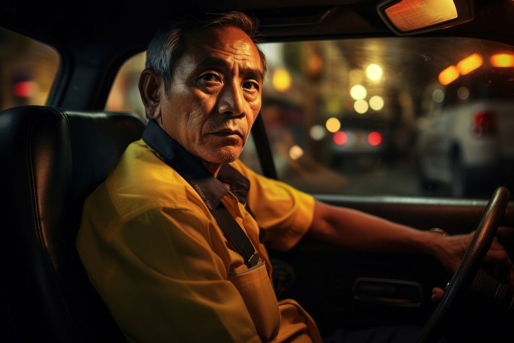 Thai uncle portrait vehicle driving. AI generated Image by rawpixel.