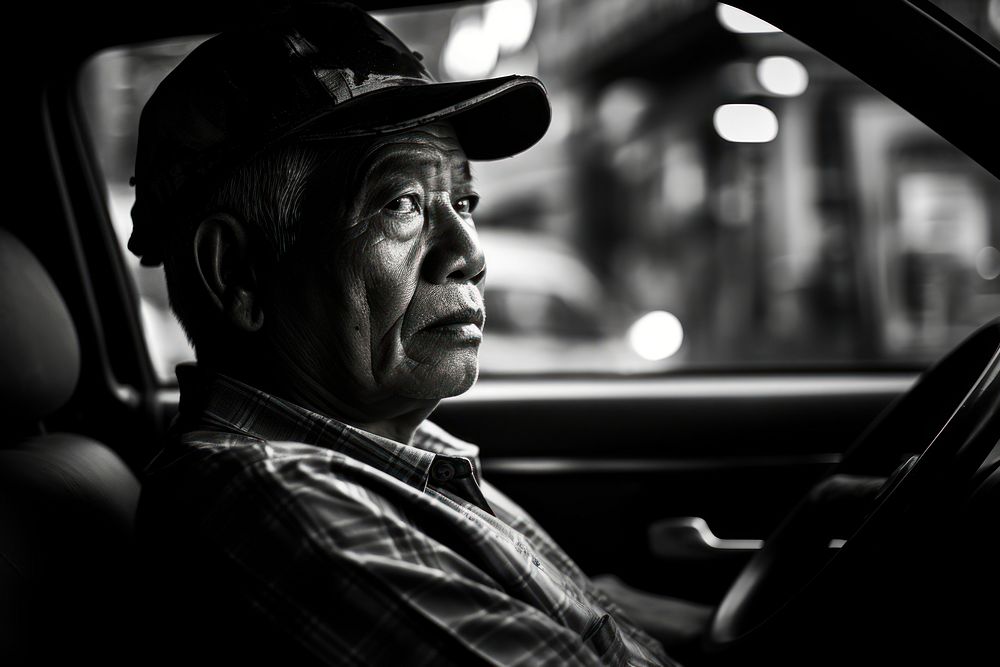 Thai uncle portrait vehicle driving. AI generated Image by rawpixel.