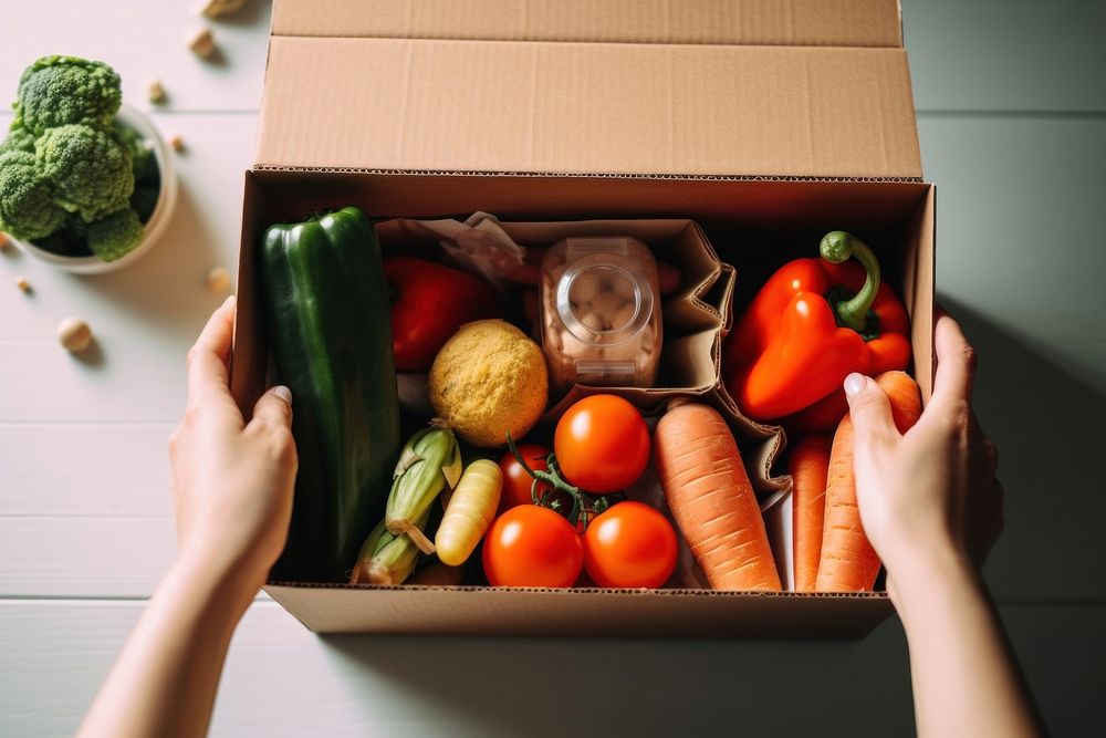 Food box vegetable cardboard. AI generated Image by rawpixel.