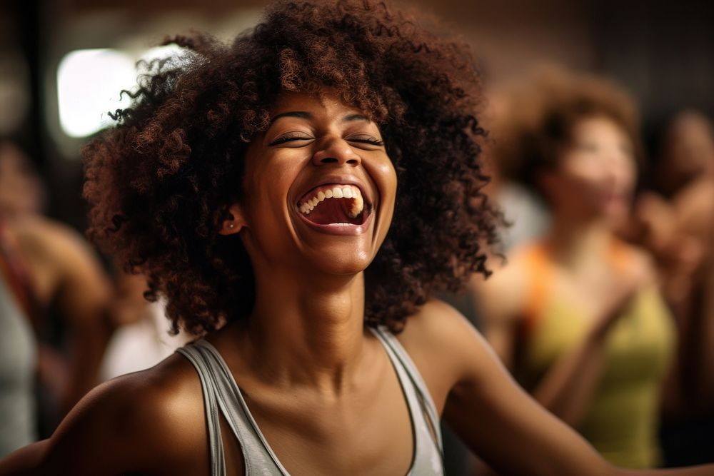 Happy african american woman laughing shouting adult. AI generated Image by rawpixel.