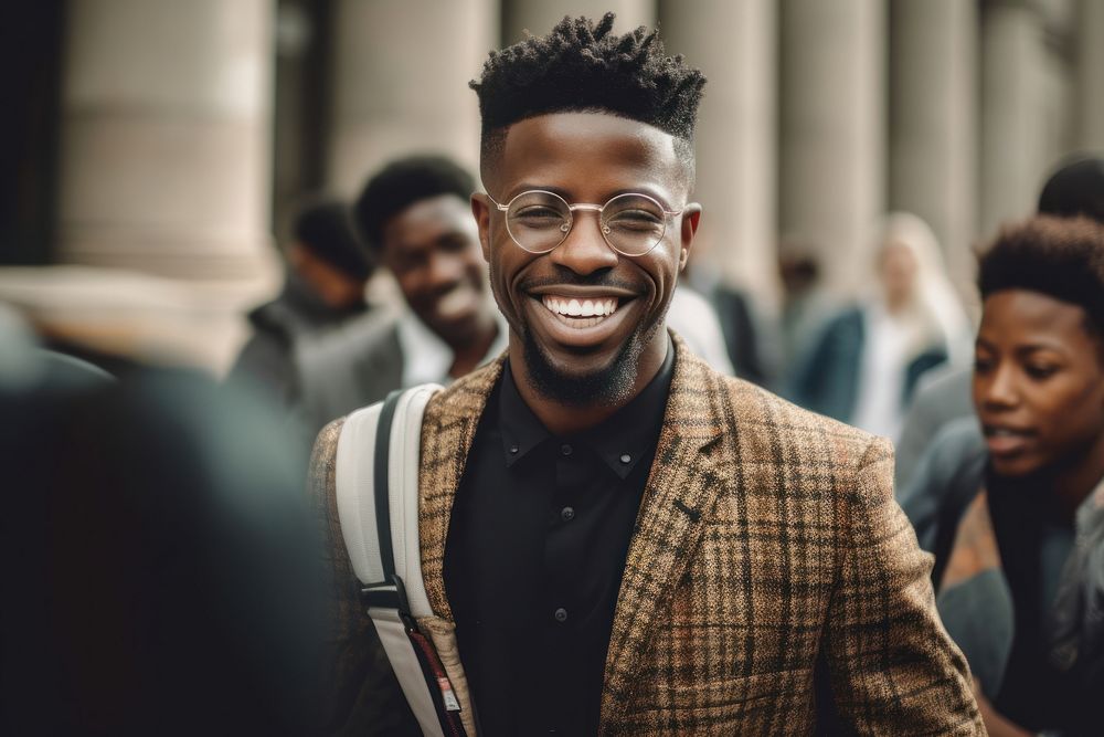 A happy black university teacher adult smile man. AI generated Image by rawpixel.