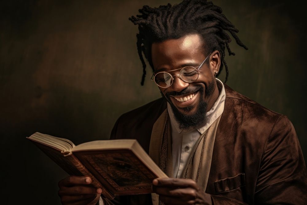 A happy black university teacher book publication glasses. AI generated Image by rawpixel.
