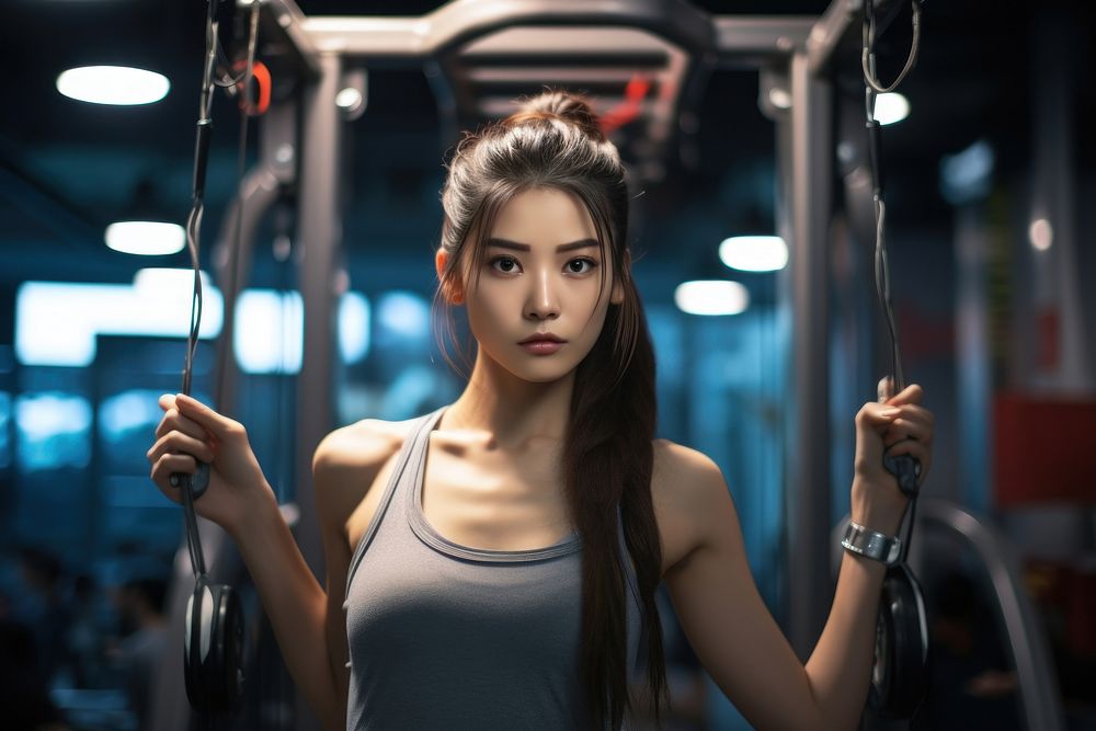 Korean female gym portrait fitness. AI generated Image by rawpixel.