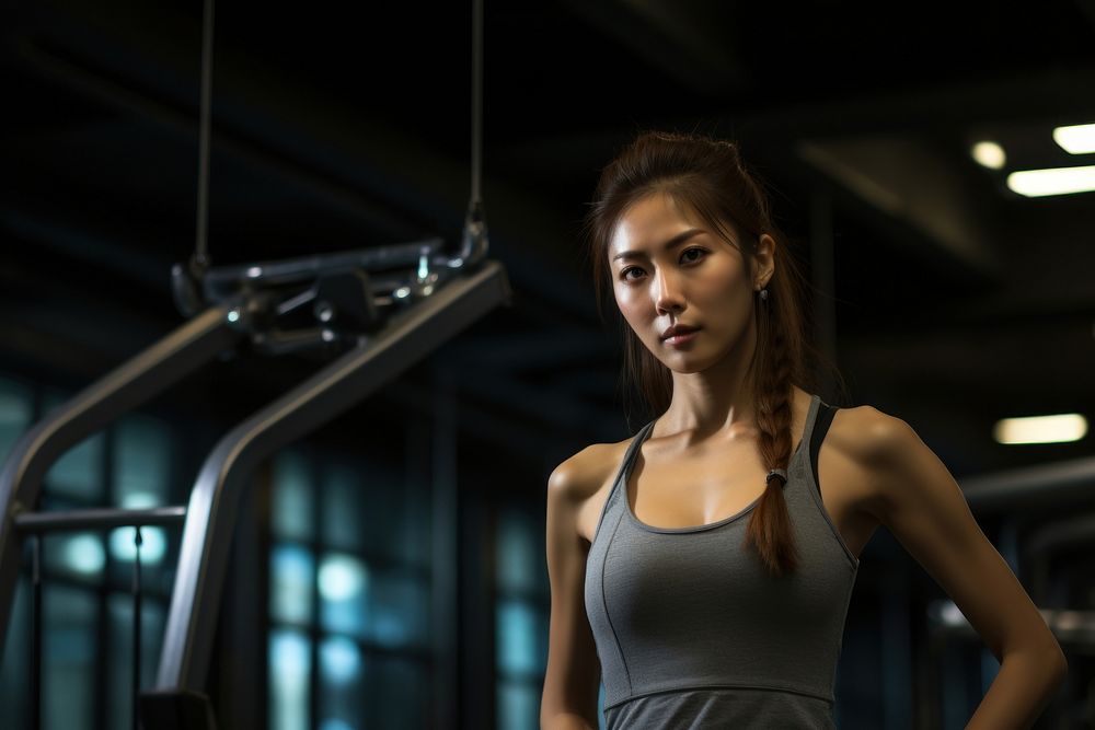 Korean female adult gym determination. AI generated Image by rawpixel.