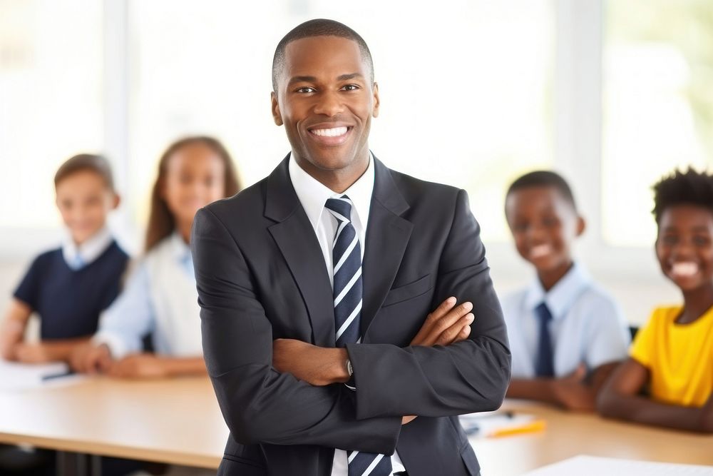 African american teacher teaching in a classroom student school adult. AI generated Image by rawpixel.