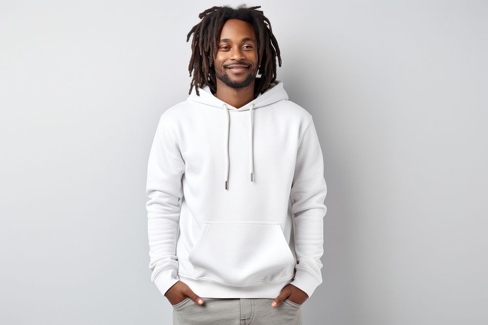 Happy African man with dreadlocks sweatshirt t-shirt sweater. AI generated Image by rawpixel.