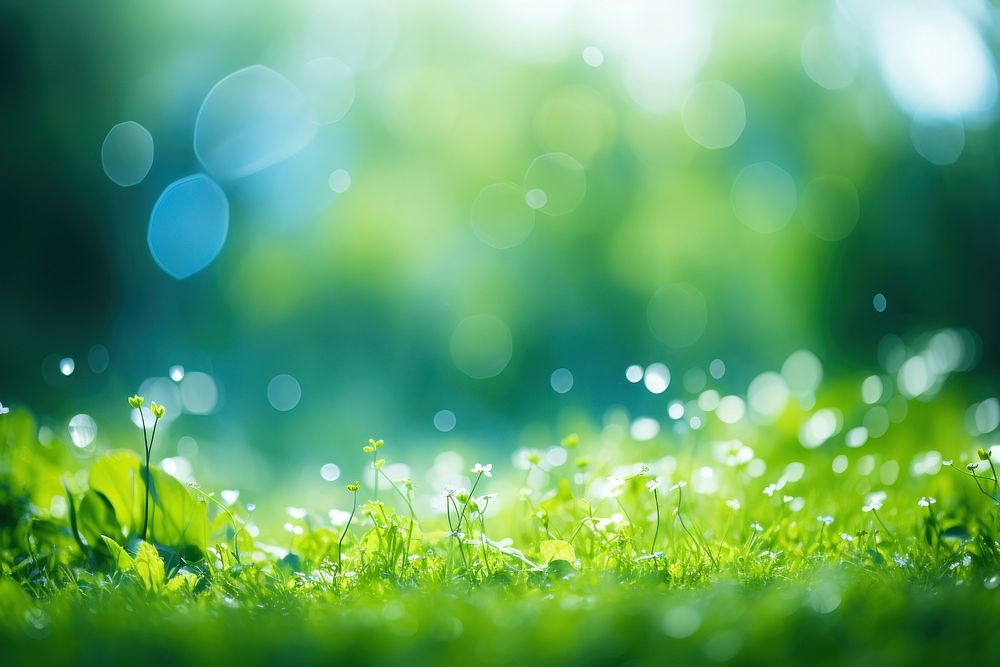 Spring green bokeh background backgrounds sunlight outdoors. AI generated Image by rawpixel.