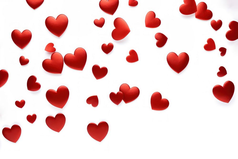 Red hearts backgrounds petal white background. AI generated Image by rawpixel.