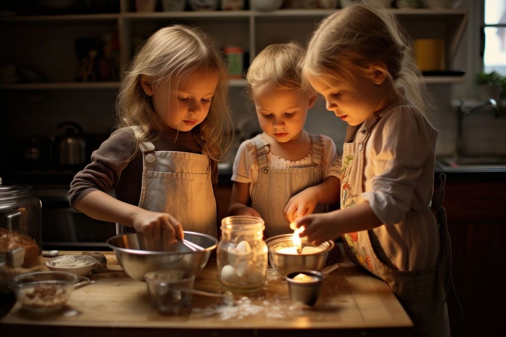 Kids cooking child home bowl. AI generated Image by rawpixel.