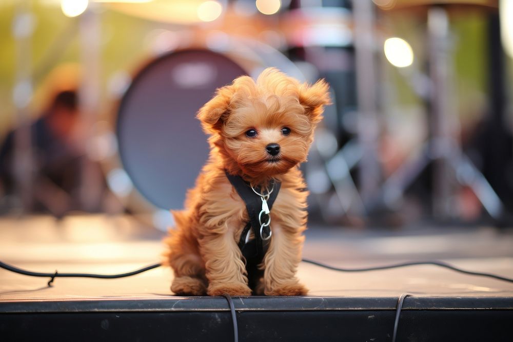 Rocker matal concert cute puppy mammal animal. AI generated Image by rawpixel.
