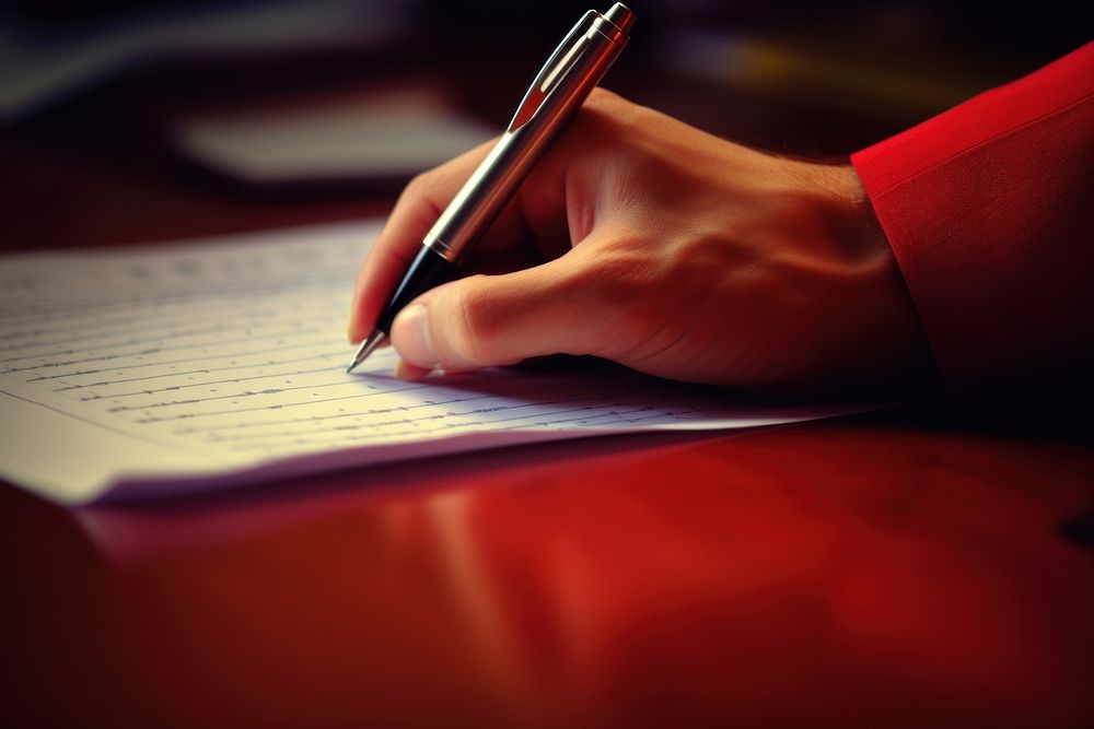 Filling out a sheet of report pen writing finger. AI generated Image by rawpixel.