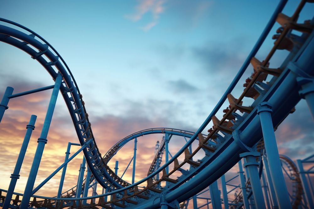 Rollercoaster blue fun architecture. AI generated Image by rawpixel.