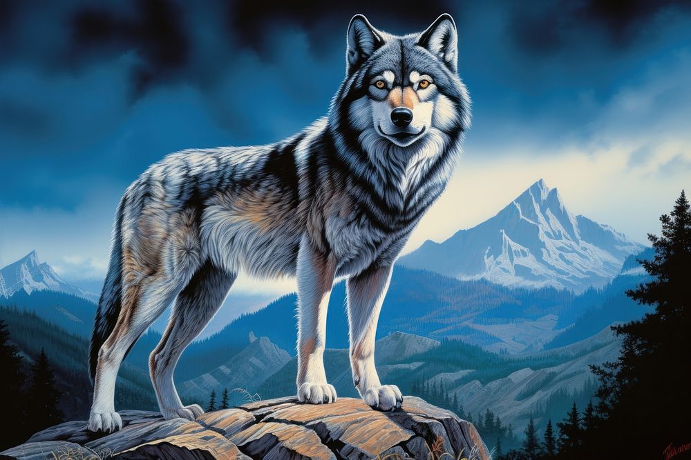 Grey wolf animal mammal pet. AI generated Image by rawpixel.