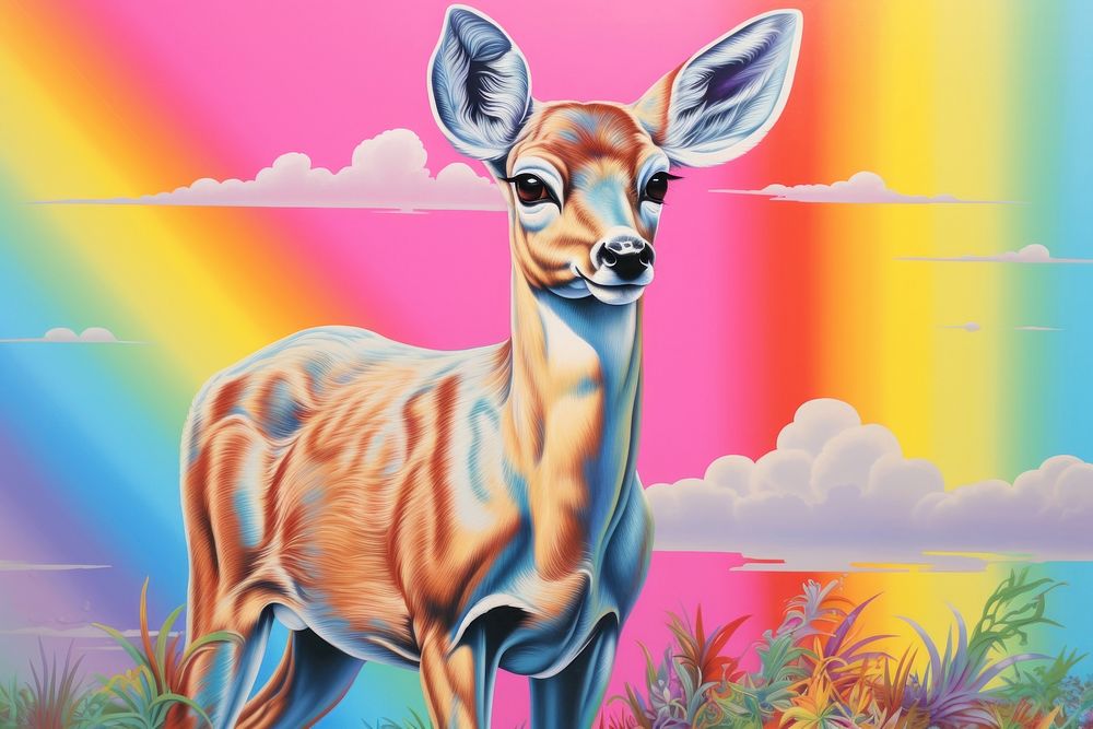 Deer art mammal animal. AI generated Image by rawpixel.