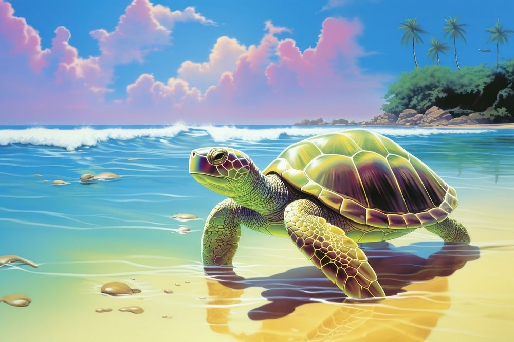 Turtle outdoors reptile nature. AI generated Image by rawpixel.