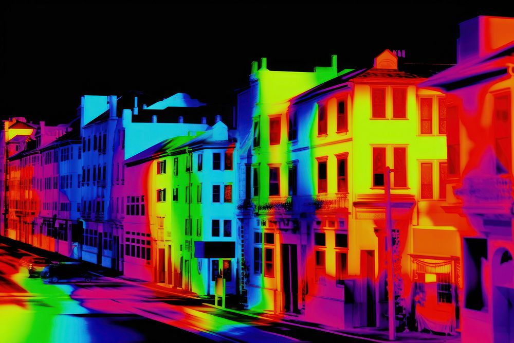 City landscape outdoors glowing street. AI generated Image by rawpixel.