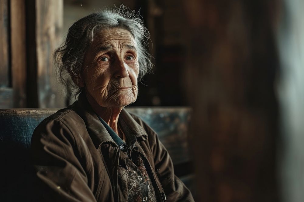 Old woman sitting in hurch men contemplation architecture. AI generated Image by rawpixel.
