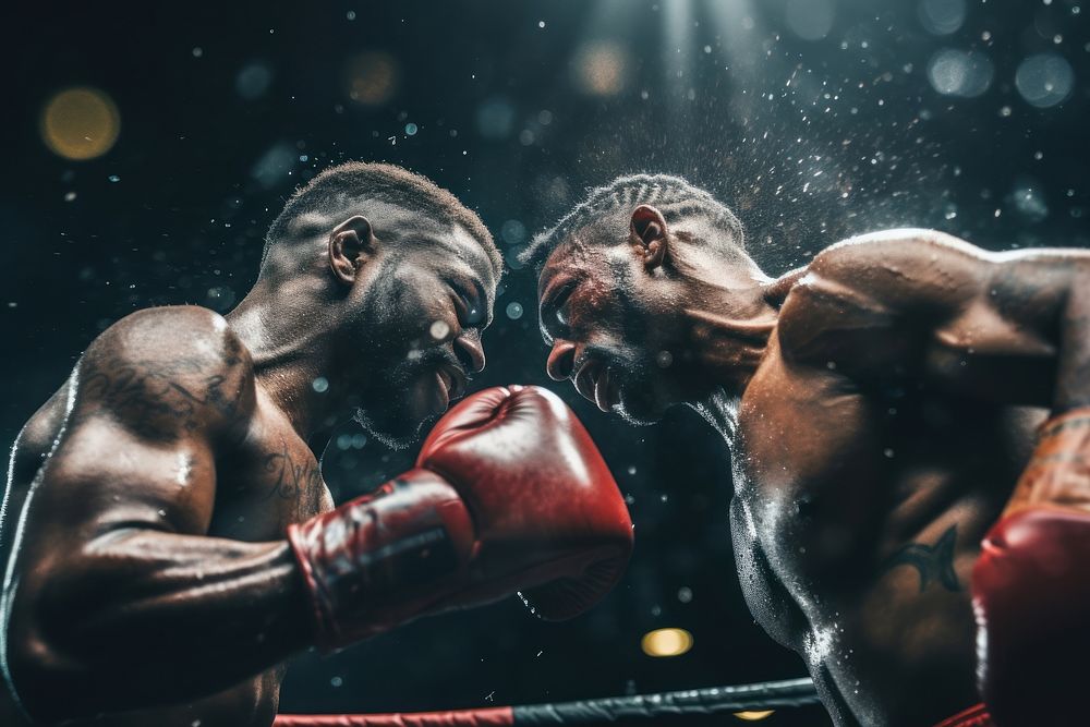 Two boxers fighting boxing sports punching. AI generated Image by rawpixel.