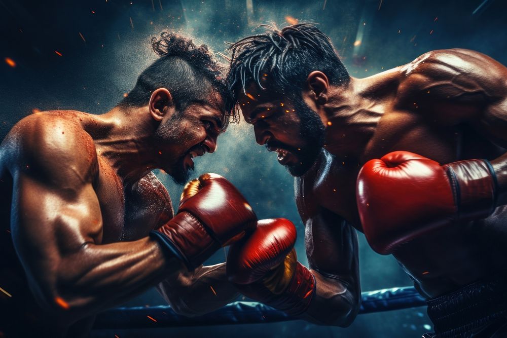 Two boxers fighting sports boxing punching. AI generated Image by rawpixel.