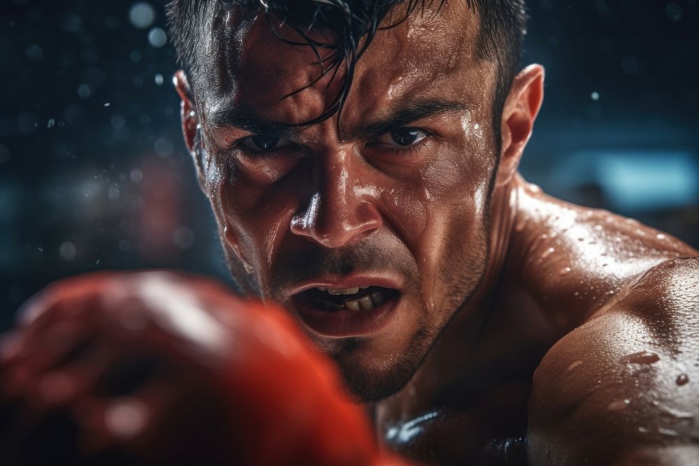 Boxer punching at face motion boxing adult. AI generated Image by rawpixel.