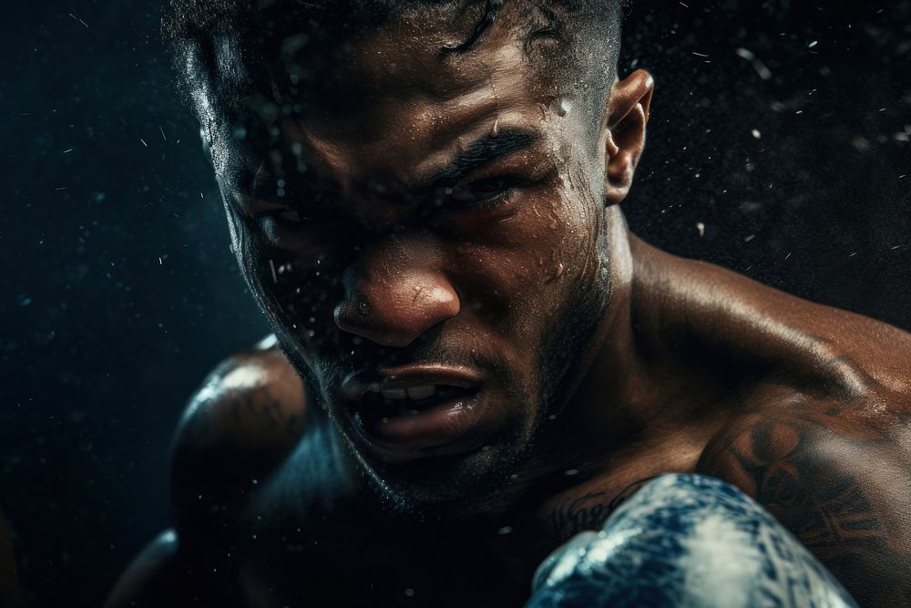 Boxer punching at face boxing adult skin. AI generated Image by rawpixel.