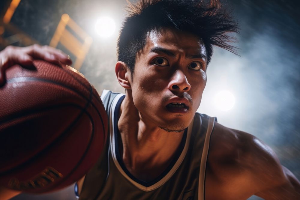 Chinese male playing basketball sports photography motion. AI generated Image by rawpixel.