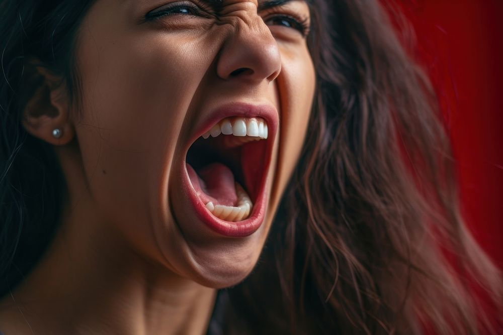 Yelling shouting female adult. AI generated Image by rawpixel.