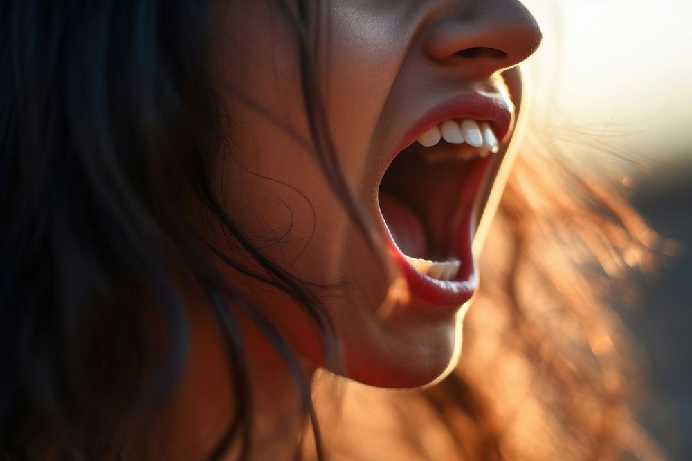 Yelling shouting motion female. AI generated Image by rawpixel.