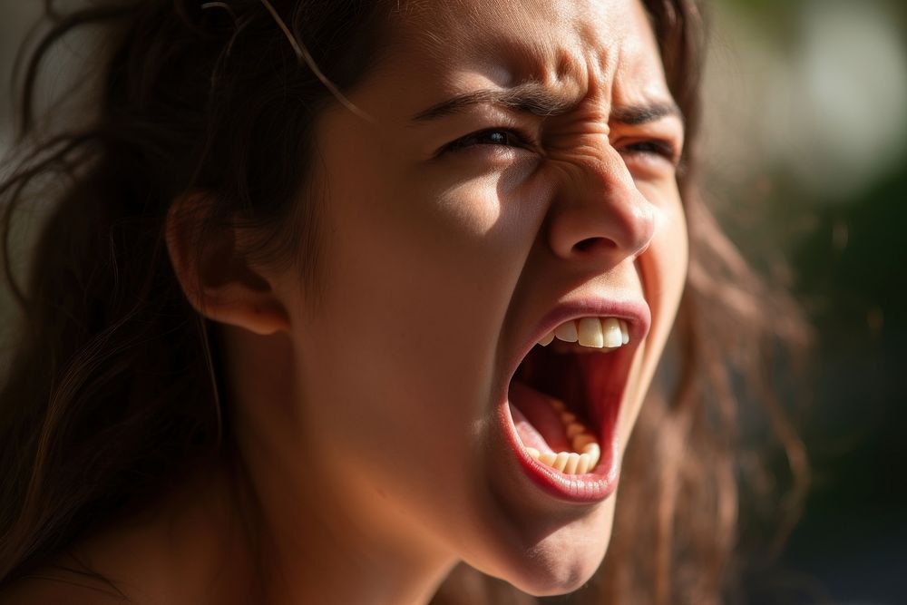 Yelling shouting female adult. AI generated Image by rawpixel.
