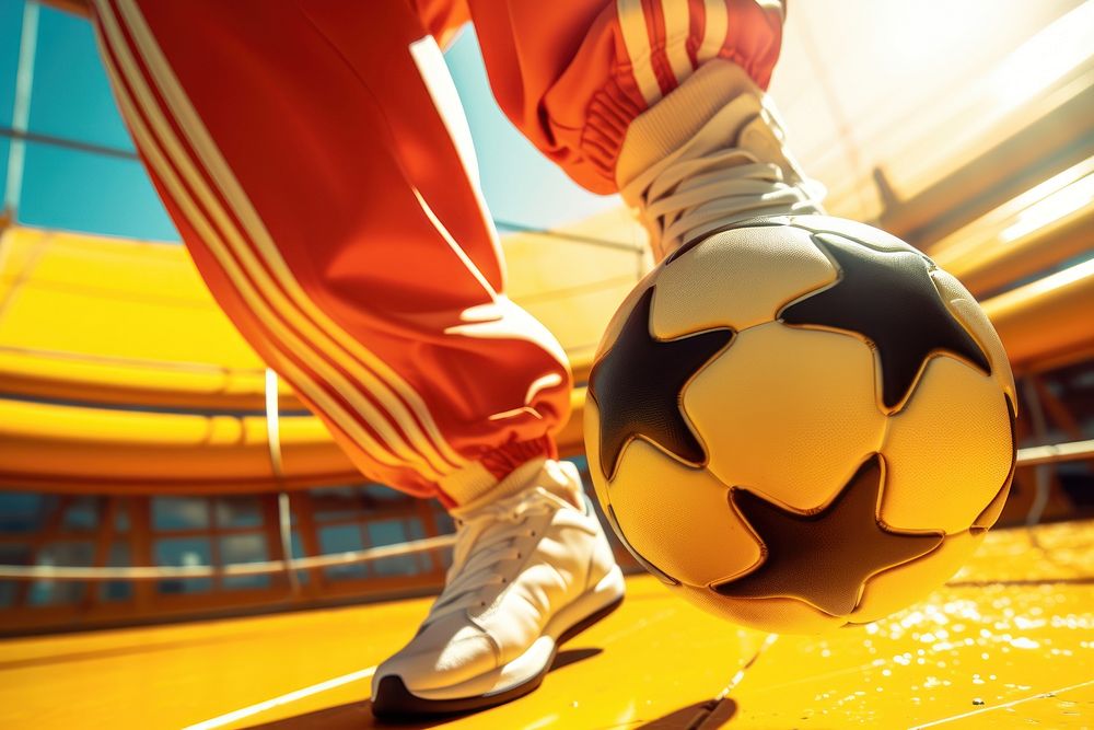 Foot kicking soccer sports football motion. AI generated Image by rawpixel.