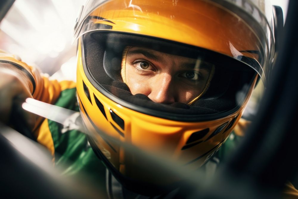 Male Automobile racing in race track helmet motion adult. AI generated Image by rawpixel.