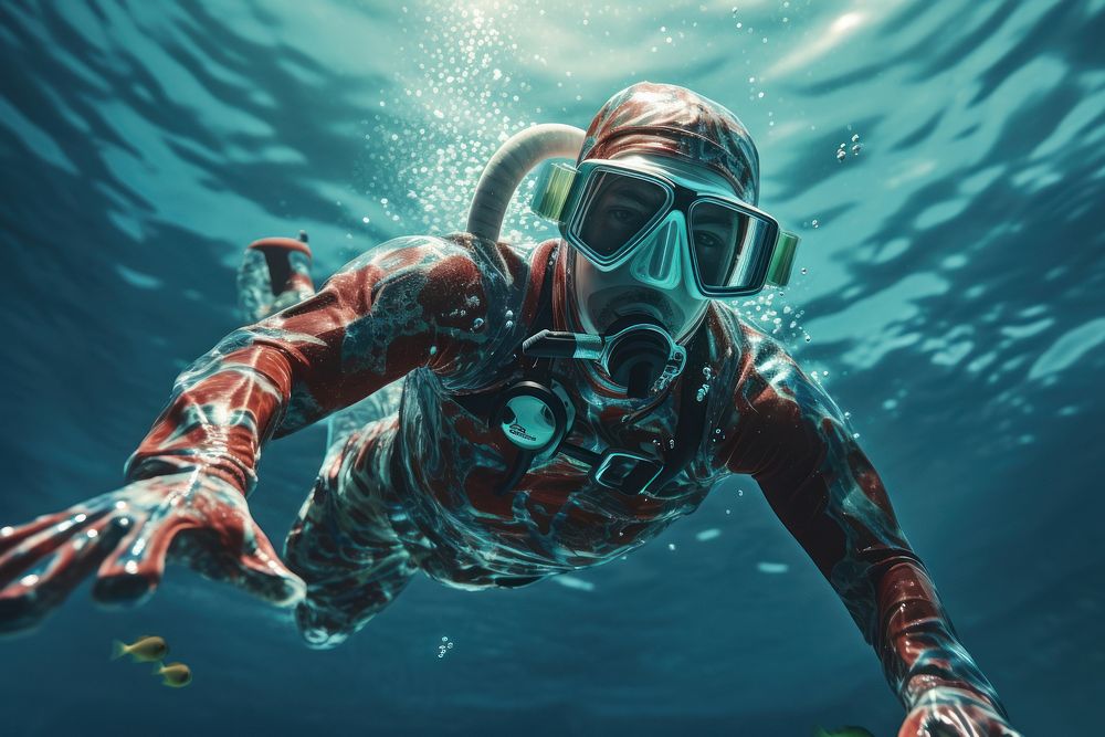 Male diving underwater sports adventure swimming. AI generated Image by rawpixel.