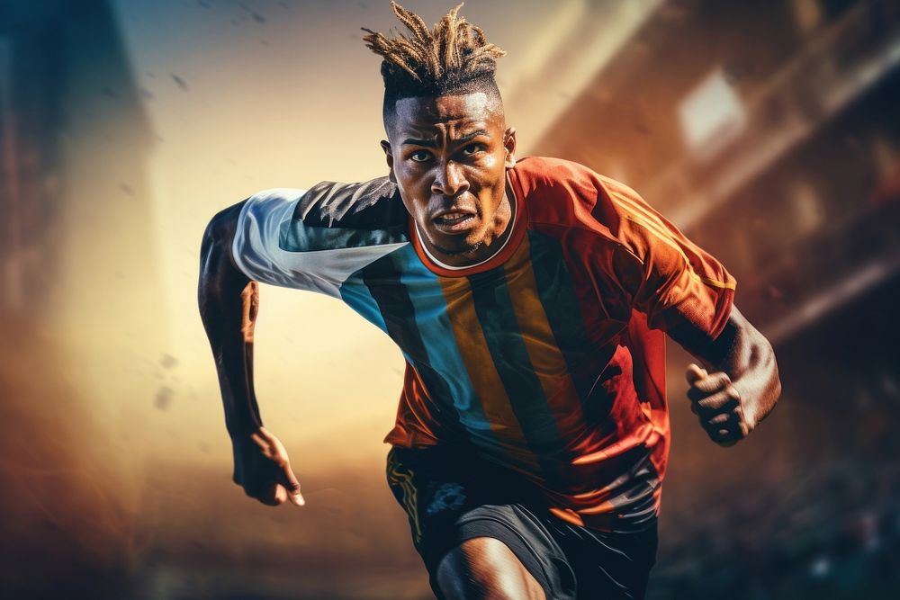 Male playing soccer motion adult determination. AI generated Image by rawpixel.