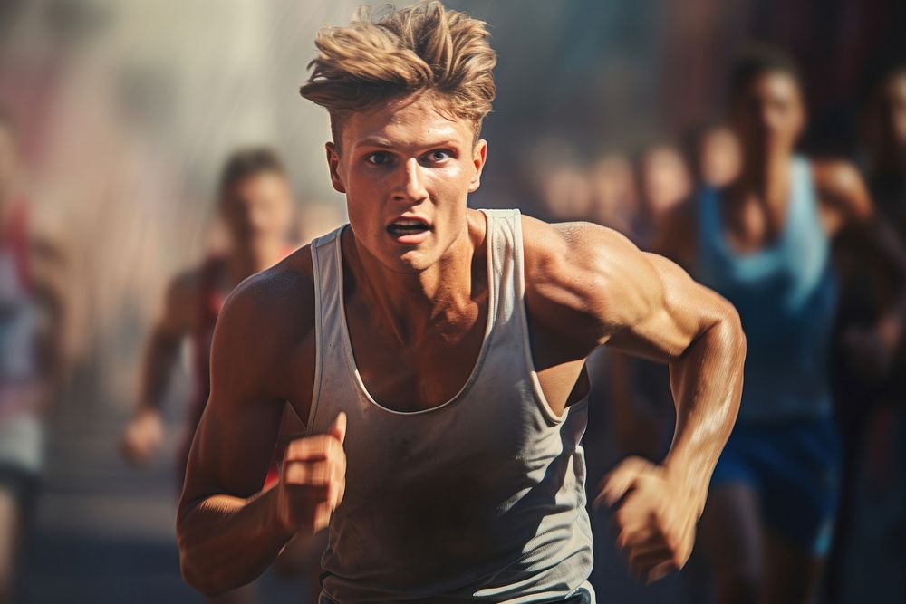 Male running race motion adult men. AI generated Image by rawpixel.