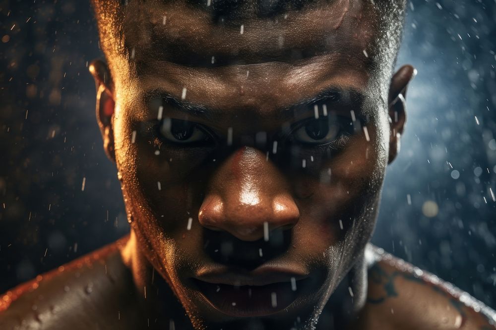 American african male boxing photography portrait determination. AI generated Image by rawpixel.
