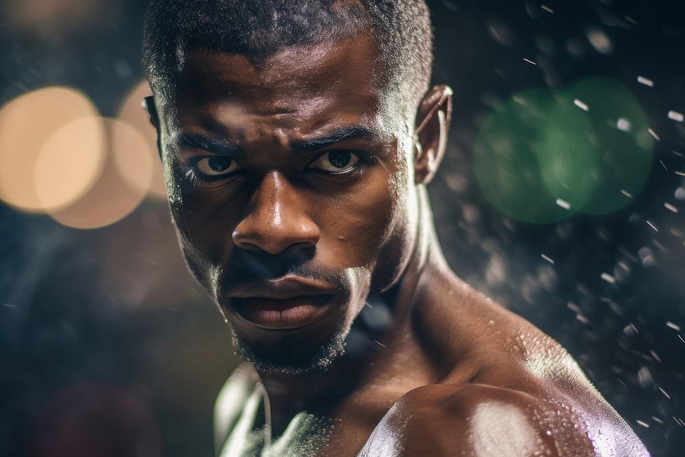 American african male boxing motion adult determination. AI generated Image by rawpixel.