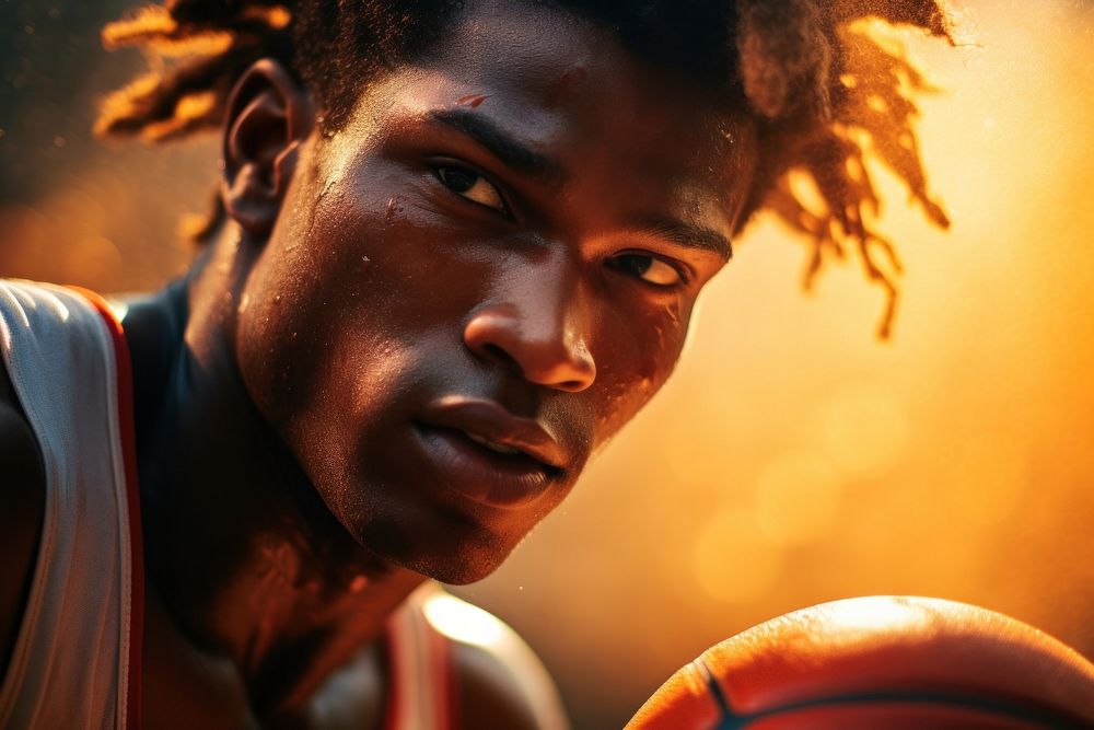 American african male playing basketball sports men determination. AI generated Image by rawpixel.