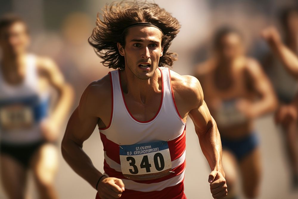 American male running race sports motion adult. AI generated Image by rawpixel.