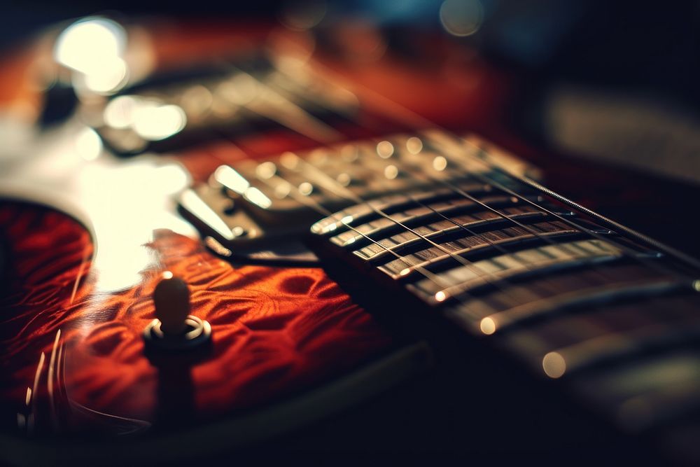 Guitar red performance fretboard. AI generated Image by rawpixel.
