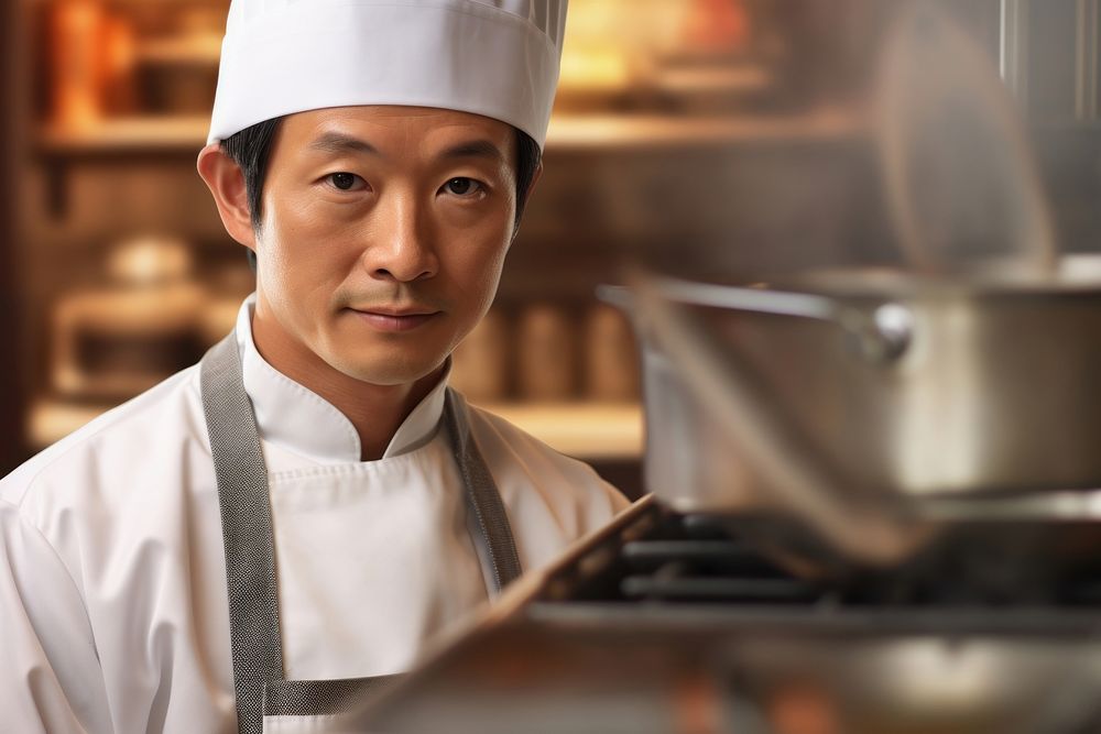 Japanese chef cooking protection restaurant freshness. AI generated Image by rawpixel.