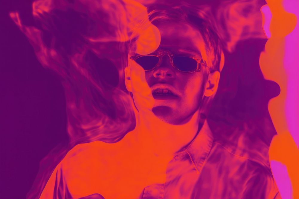 Man purple sunglasses portrait. AI generated Image by rawpixel.