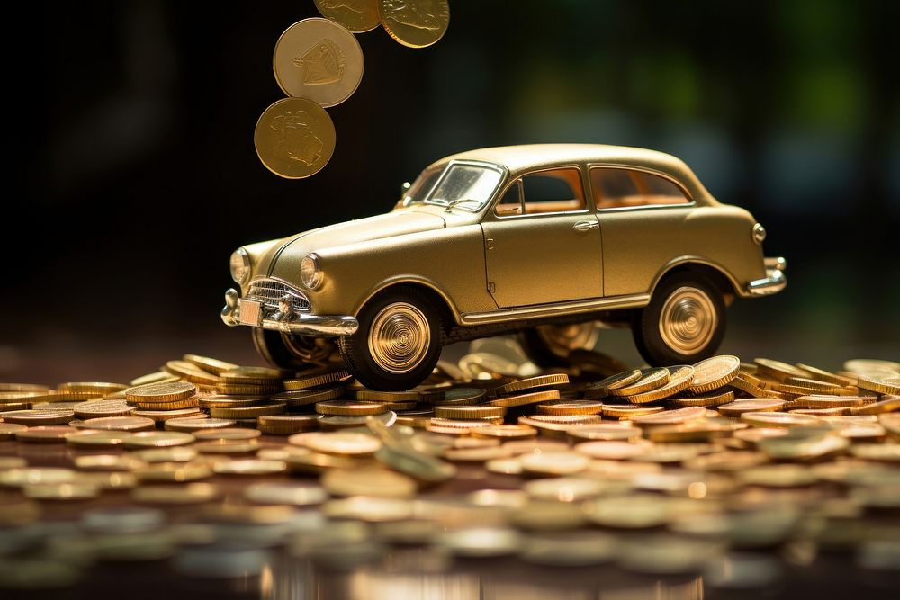 Gold coin money car vehicle. AI generated Image by rawpixel.