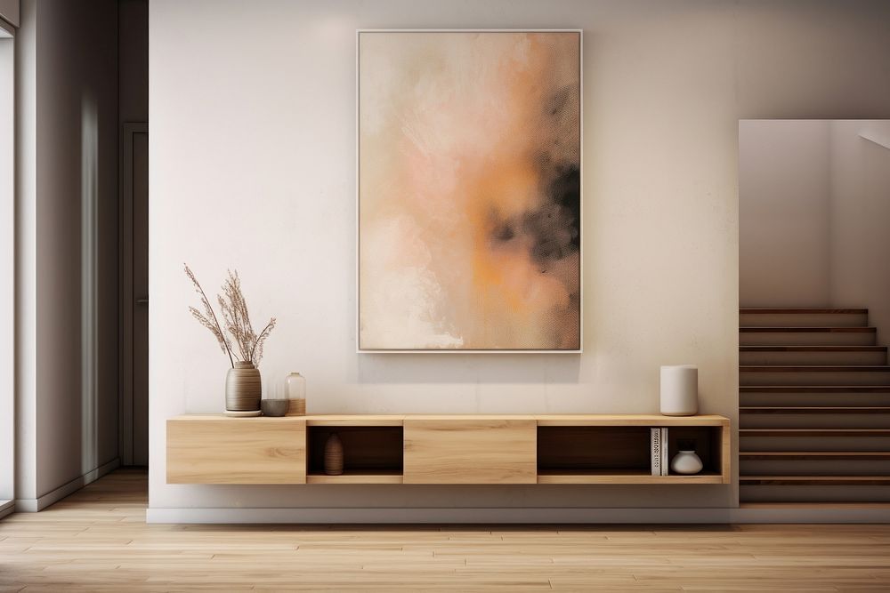 Entryway architecture furniture sideboard. AI generated Image by rawpixel.