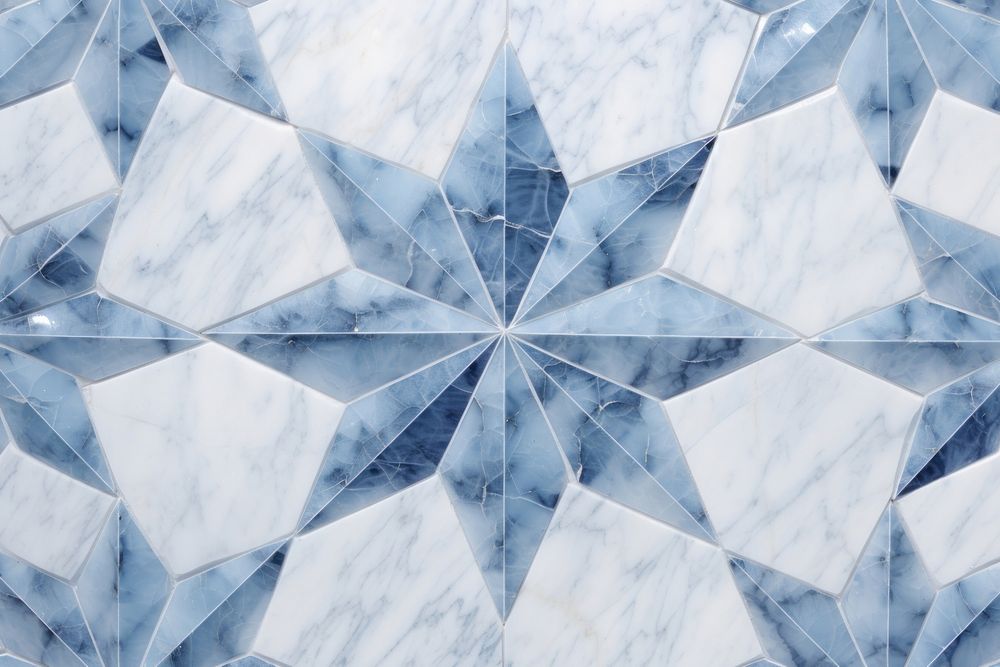 Blue snowflake tile pattern marble. AI generated Image by rawpixel.