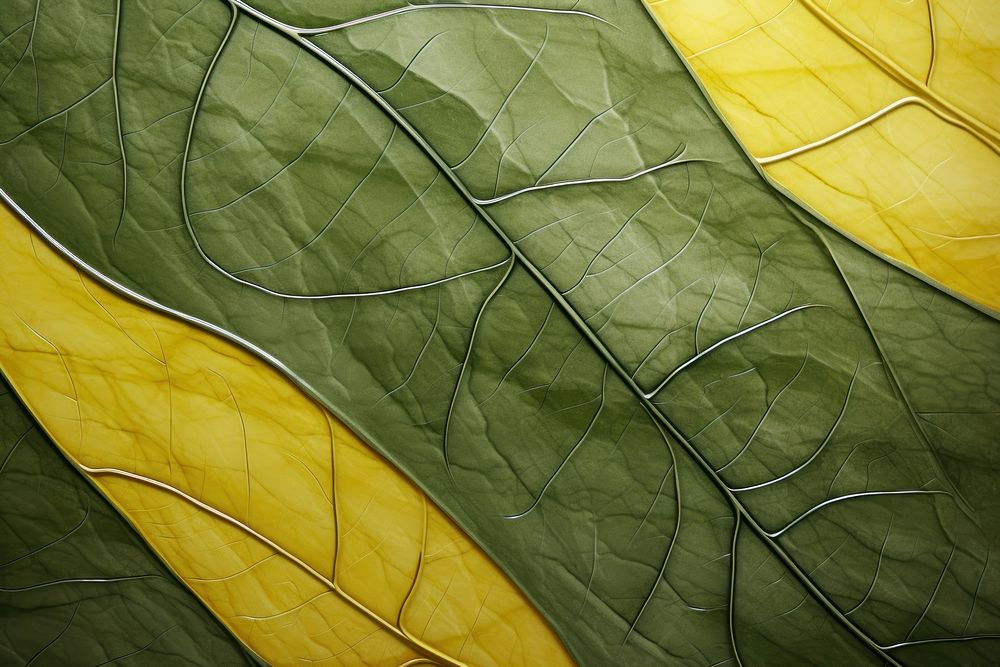 Leaf with green and yellow plant line backgrounds. AI generated Image by rawpixel.