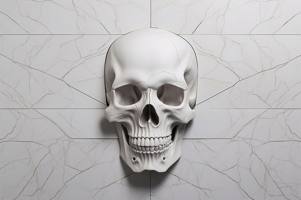 Skull architecture tile wall. AI generated Image by rawpixel.