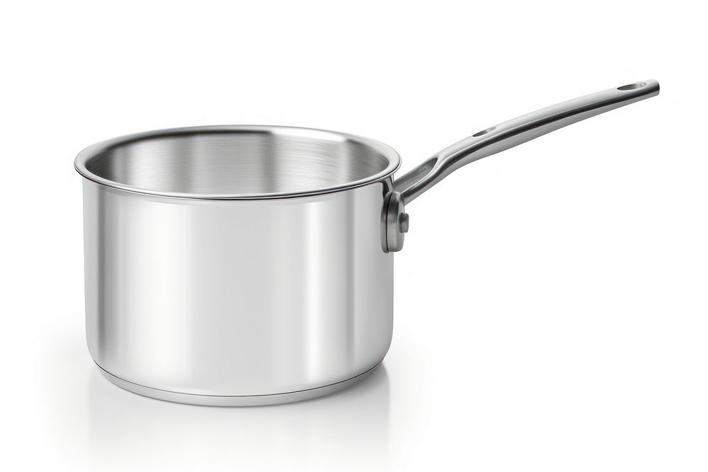Saucepan aluminum white background cookware. AI generated Image by rawpixel.